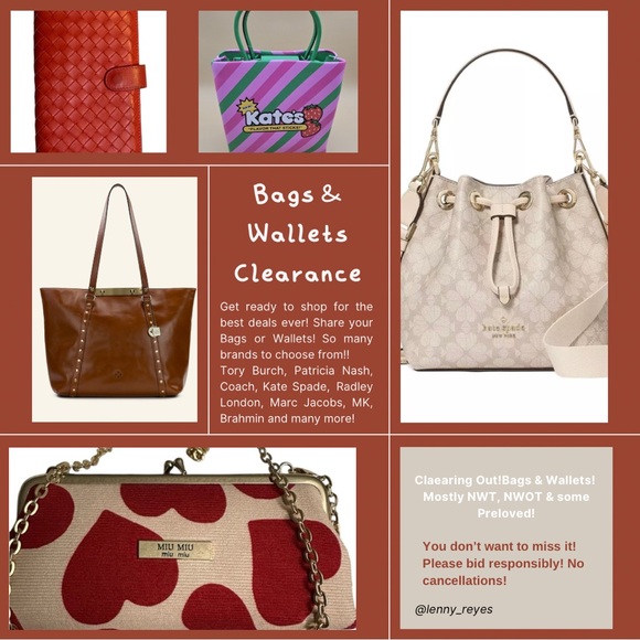 Coach Accessories - LIVE! BAGS GALORE! MJ Kate Spade Brahmin Radley Patricia Nash Sun. 8/24 @ 11am
